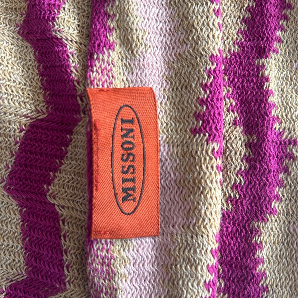 Missoni scarf, purple green and white